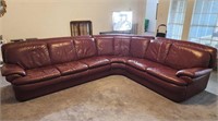 Luxurious Burgundy Leather Sectional Sofa