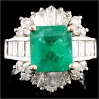 14K Gold 2.45ct Emerald & 1.54ctw Diamond Ring