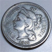1865 Three Cent Nickel High Grade