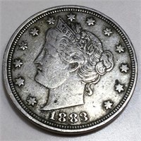 1883 No Cents Liberty V Nickel High Grade