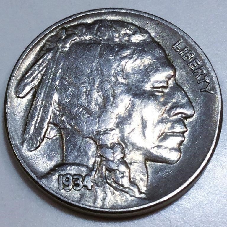 1934 Buffalo Nickel AU/BU