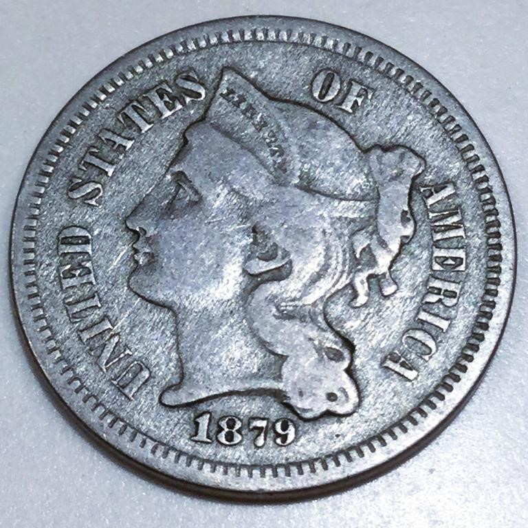 1879 Three Cent Nickel High Grade Rare Date