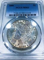 1886 Morgan Silver Dollar PCGS MS63