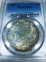 1885 Morgan Silver Dollar PCGS MS63 Toned