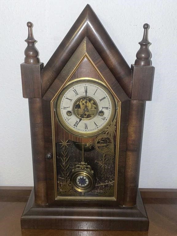Beautiful Antique Waterbury Steeple Clock