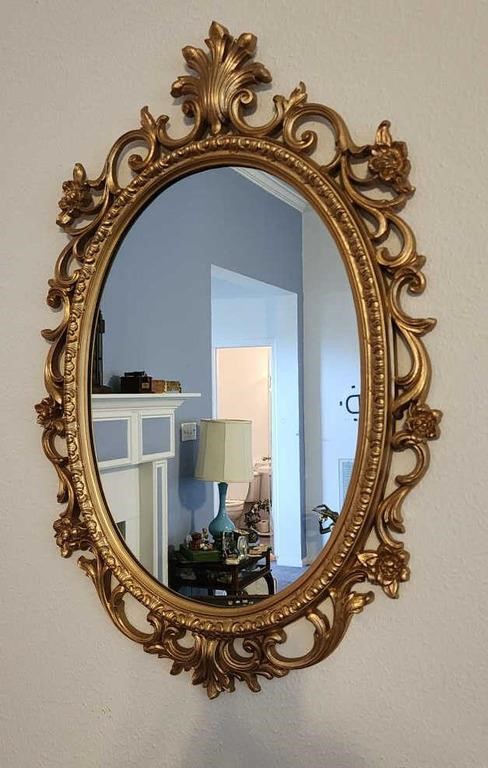 Gold Ornate  Decorative Oval Mirror