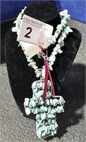 Turquoise Stone Necklace w/ Cross Pendant