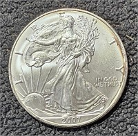 2007  .999 1oz Silver Eagle $1 Dollar Coin
