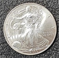 2000  .999 1oz Silver Eagle $1 Dollar Coin