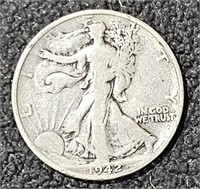1942 S Silver Walking Liberty Half Dollar Coin