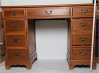 Vintage Wood Executive Desk with Drawers