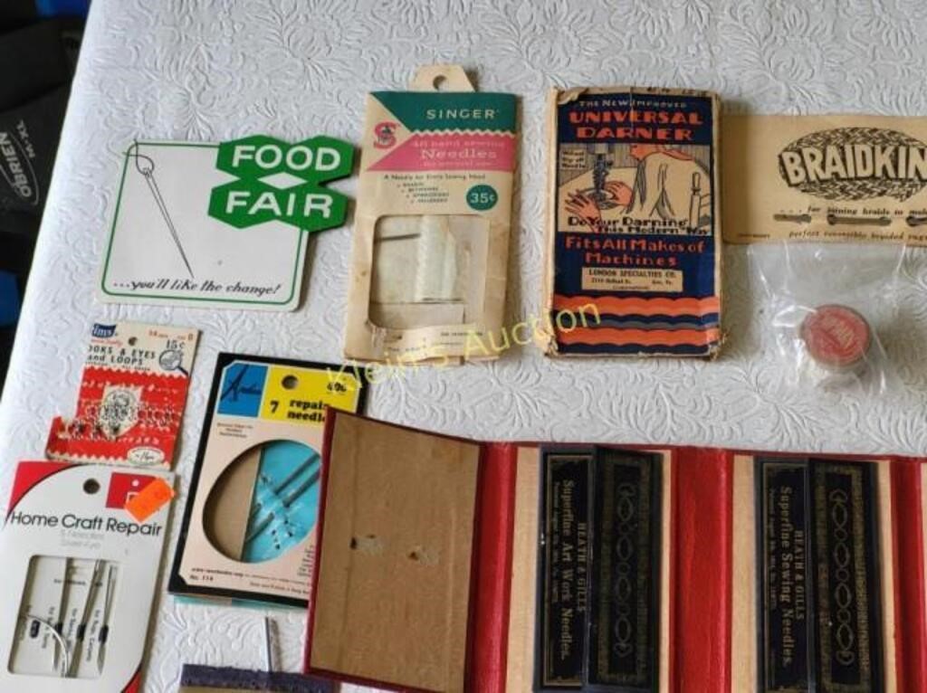 antique / vintage sewing & advertising lot needle