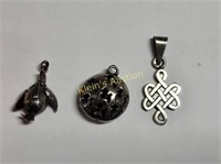 3 sterling charms poodles, penguin, eternity knot