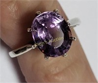 gorgeous estate sterling & amethyst ring appx 3 cr