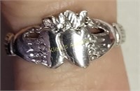 antique sterling silver claddagh sacred heart ring
