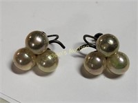 art deco period sterling & faux pearl earrings
