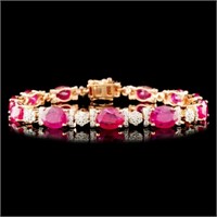 14K Gold 16.39ct Ruby & 1.39ctw Diamond Bracelet