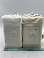 NEW Lot of 2- Casaluna Linen Blend Flat Sheet King