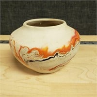 Cool orange Swirl Handmade Pottery