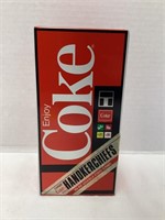 Coca-Cola Metal Coin Bank with Handkerchiefs