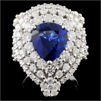 18K Gold 3.65ct Sapphire & 1.82ct Diamond Ring