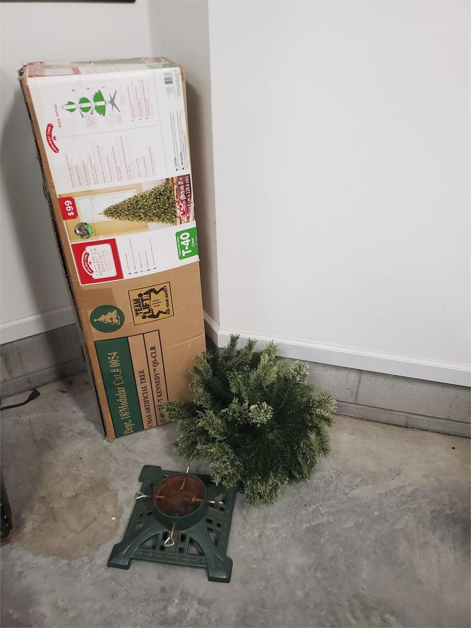 Christmas tree and stand as found