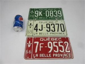 3 plaques d'immatriculation Québec