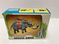 Plastic Elephant Savings Coin Bank in Box