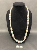 Pastel Bead Necklace and Earrings