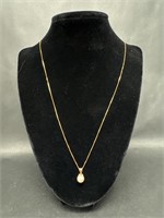 14K Gold Chain with Pearl Drop