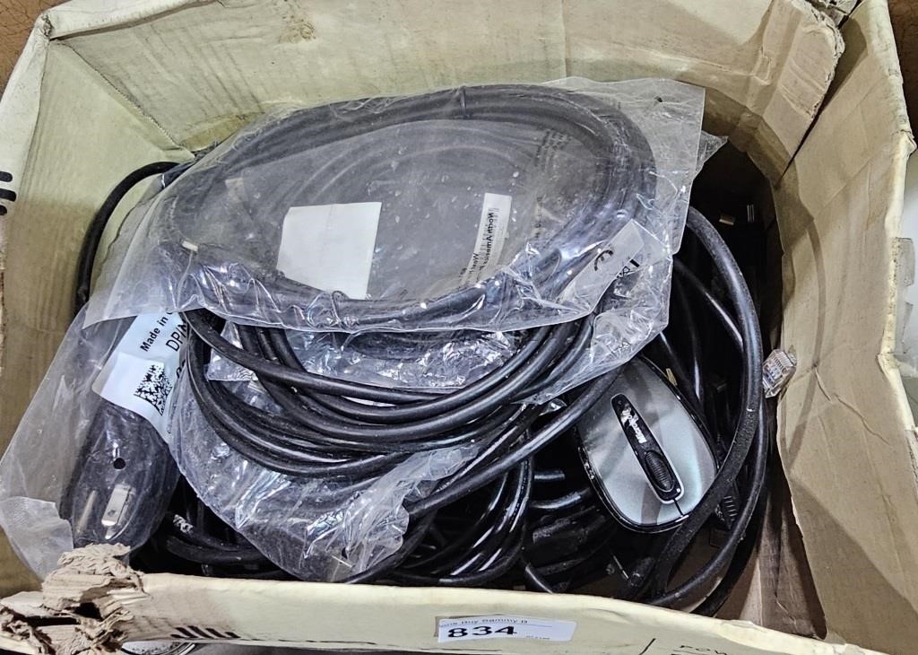 Box of Cables HDMI, Power Cord, Mouse & ?
