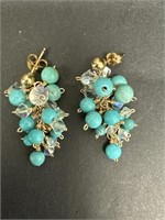 14K GF Turquoise and Crystal Earrings