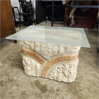 1990s Postmodern End Table, Tessellated Stone