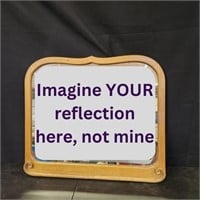 Wooden framed hanging mirror; Reserve $15