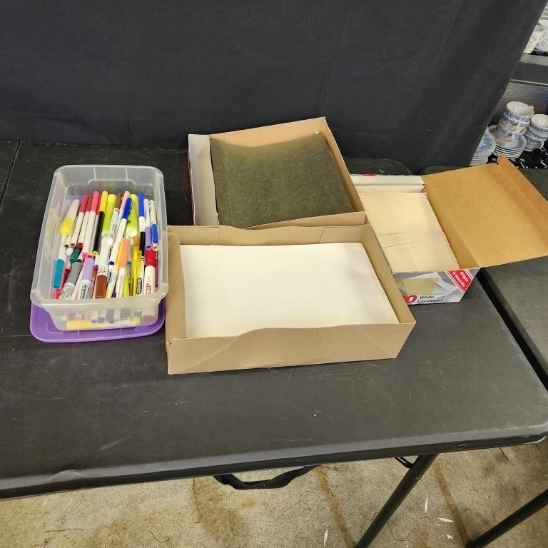 Markers, file folders, envelopes, legal paper