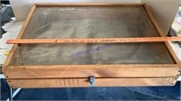 Wood display case, 30'' x  24'' x  6.5 inches
