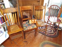 4 asst. country oak chairs