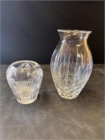 2 vases- heavy crystal; Reserve $10