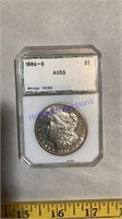 1886 S AU 55 Morgan dollar