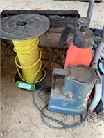 3 Misc Items-partial spool of rope, pump sprayer,
