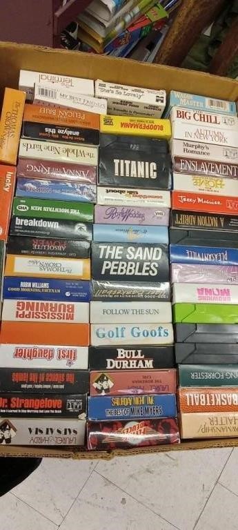 Box of VHS tapes