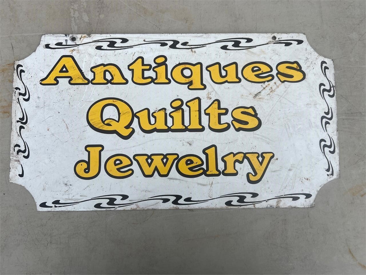 ANTIQUES, QUILTS, JEWELRY SIGN TWO SIDED