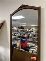 LARGE WOOD FRAME WALL MIRROR