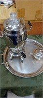 Manning-Bowman Coffee Pot, Sugar Bowl, Tray