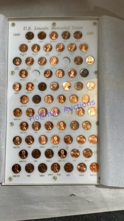 Lincoln penny collection, 1980 - 1999, missing 3
