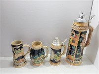 (4) Assorted German Themed Steins