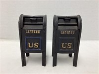 Two Cast Iron Air Mail Letter Box Coin Banks