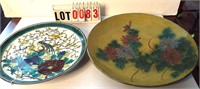 13” chrysanthemum plate & 11” bird plate
