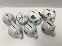 Seven Ceramic Piggy Banks
