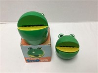 Two Big Mouth Frog Coin Banks